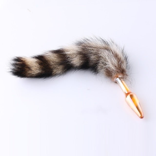 11" Raccoon Tail Plug 3 Colors Glass - lovemesexTail Plug