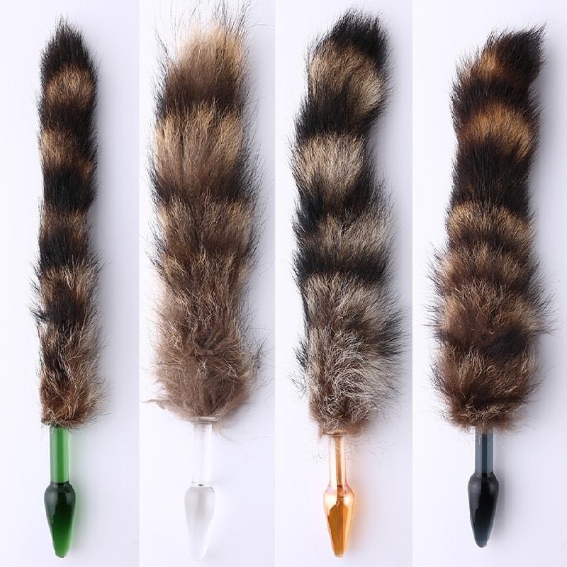 11" Raccoon Tail Plug 3 Colors Glass - lovemesex 11" Raccoon Tail Plug 3 Colors Glass - lovemesex