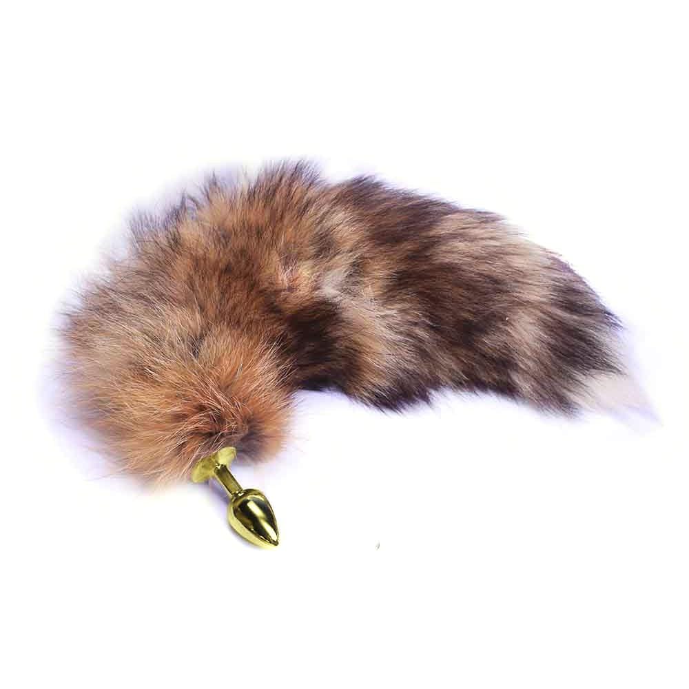 14" Brown Cat Tail Stainless Steel Plug - lovemesexTail Plug