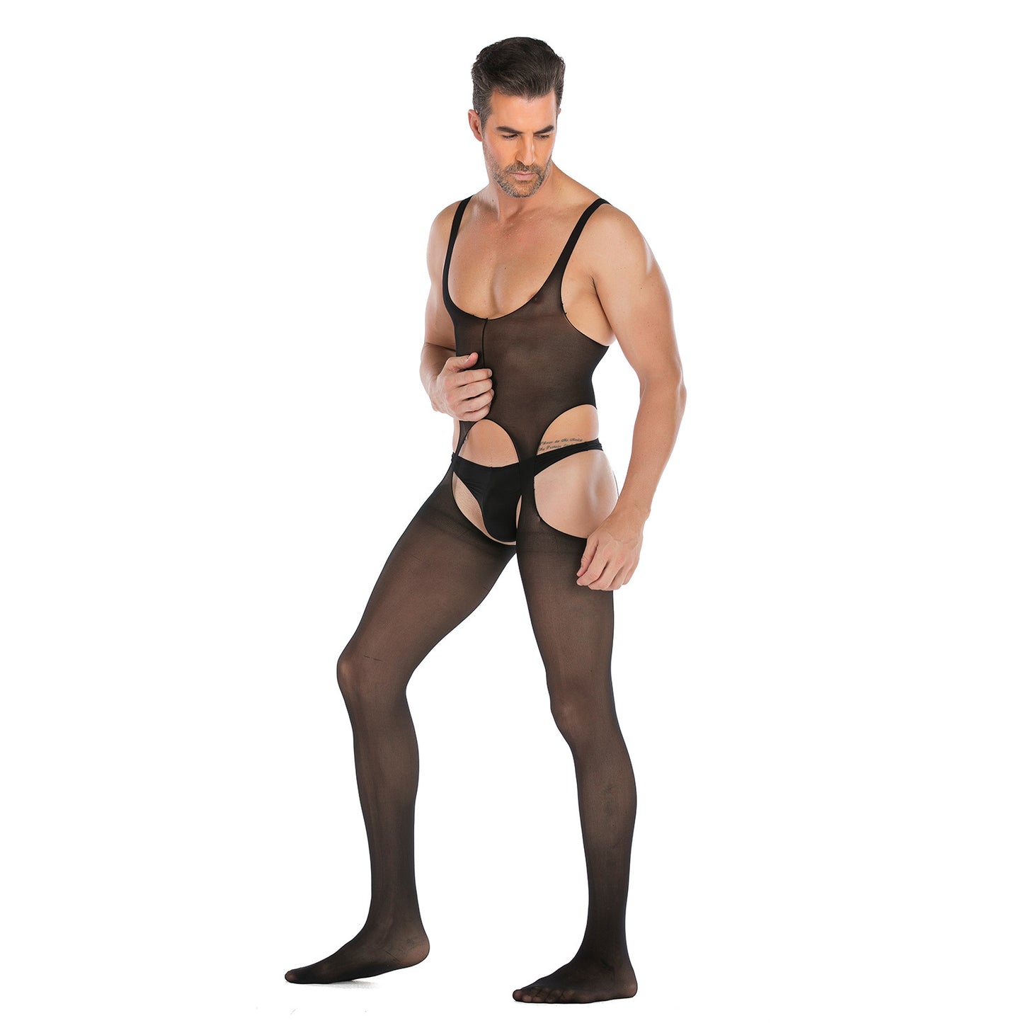 Men's Silk Stockings Sexy Open Range One-piece Socks
