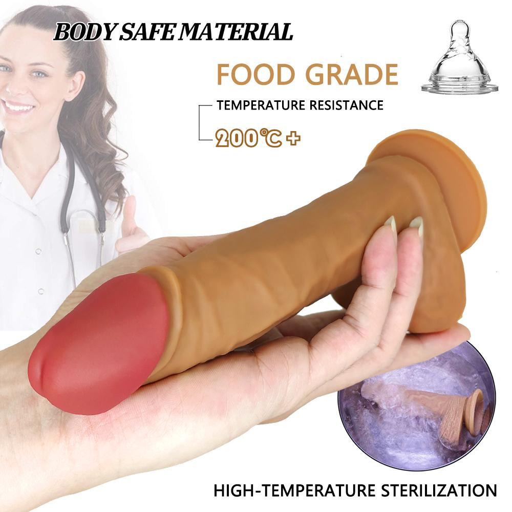 Red & Brown Naturel 6 Inch Insertable Realistic Dildo
