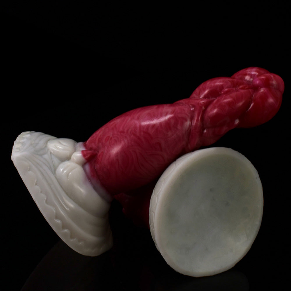 Monster Big Belly Glossy Swirly Patterns Silicone Dildo With Suction Cup