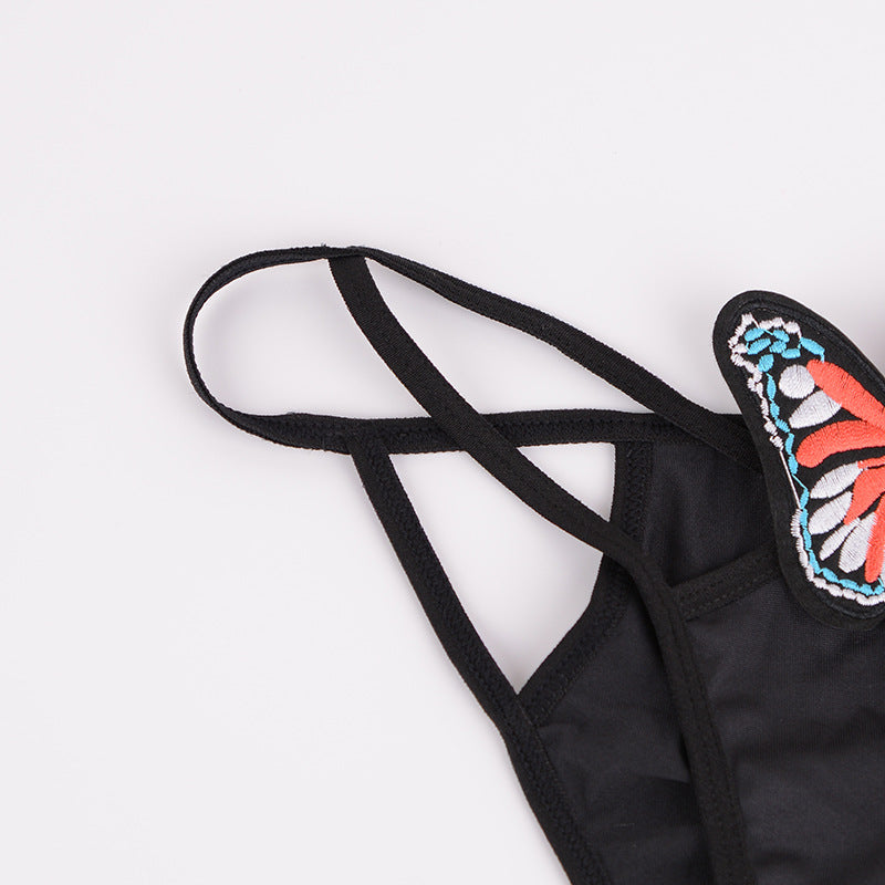 Sexy Lingerie Hollow Butterfly Straps Exposed Breast Three-point Suit 2052-lovemesex.myshopify.com