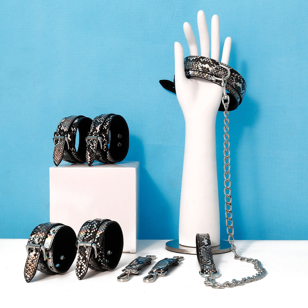 Snake Print Design Bondage Boutique Submissive Special Bondage Kit (10 Piece)