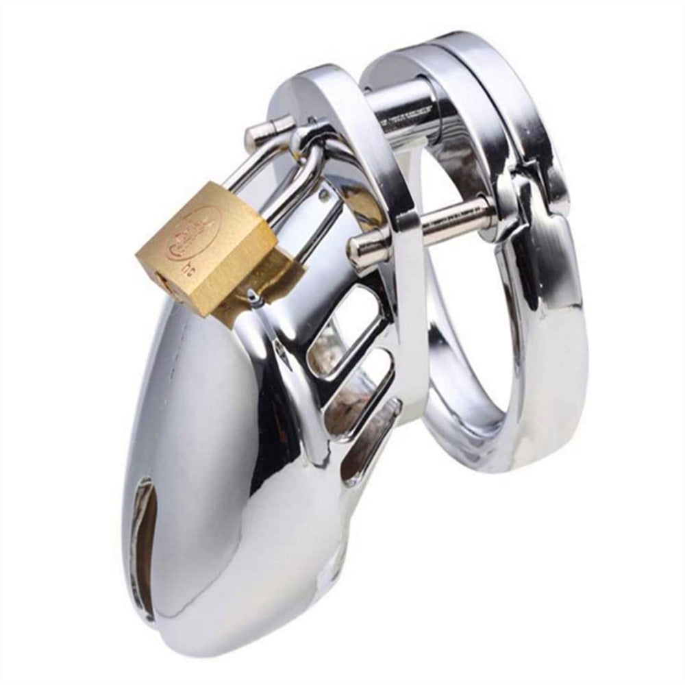 Real Steel Feel Metal Chastity Cock Cage-lovemesex.myshopify.com