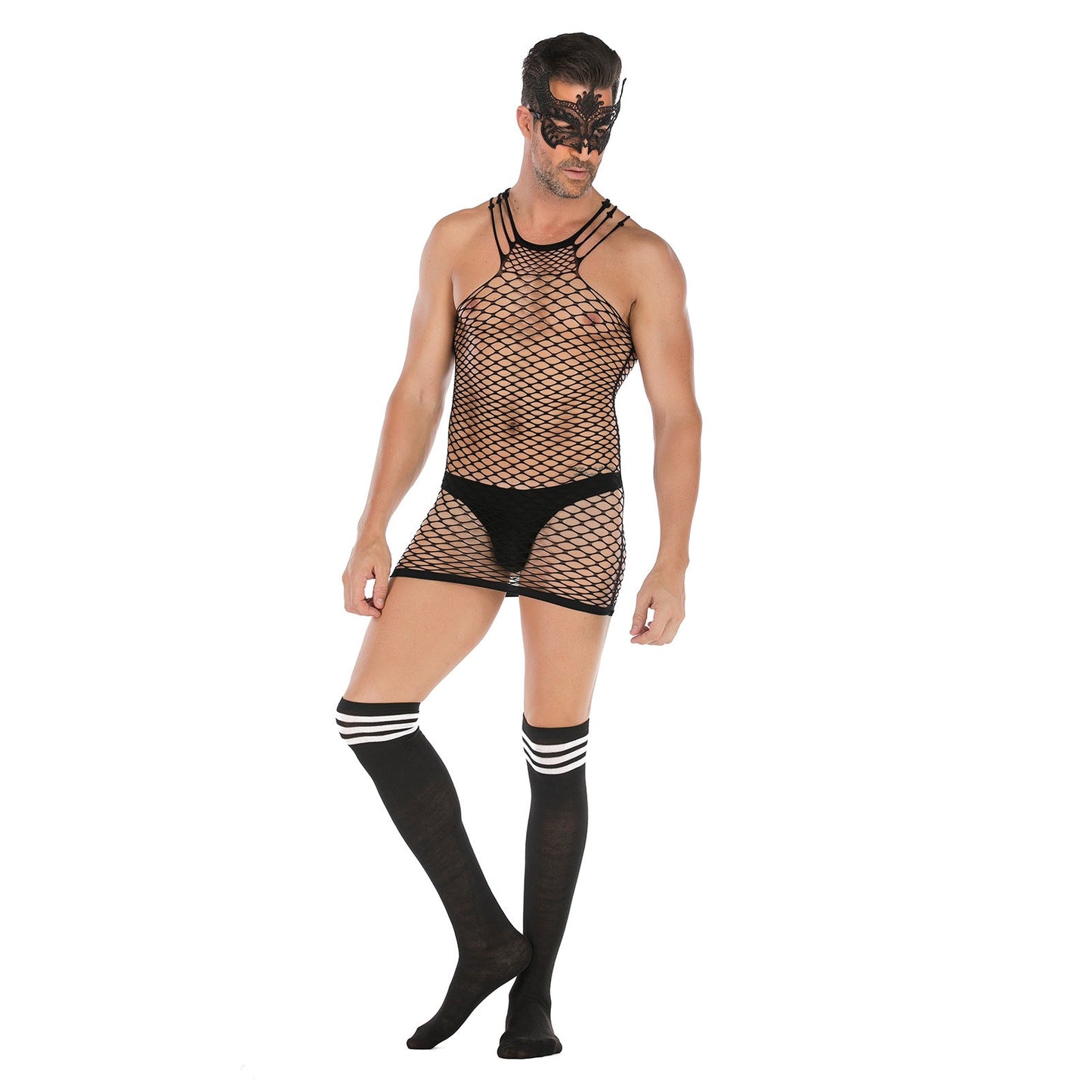 Men's Night Stocking Face Mask Wear Set - lovemesexRainbowme Body Stocking