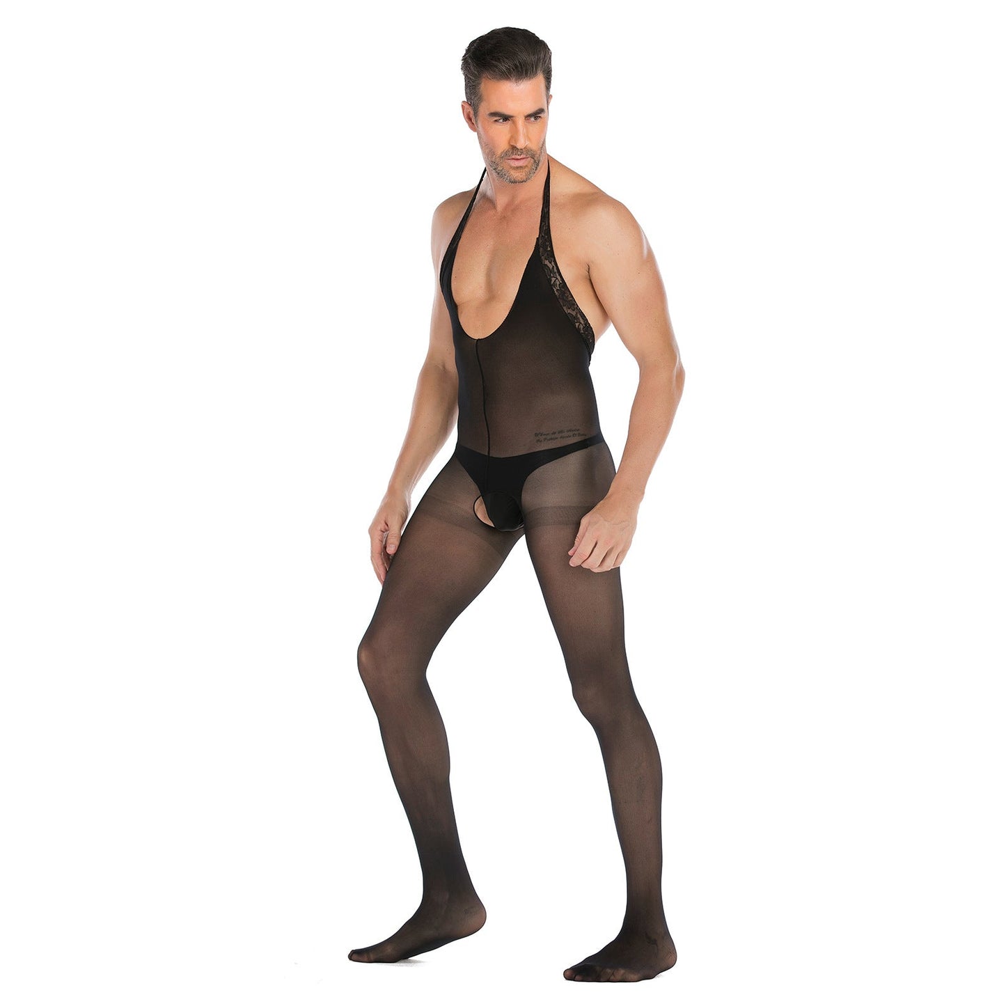 Men's Underwear Solid Color Neck Open Range Jumpsuit - lovemesexRainbowme Body Stocking