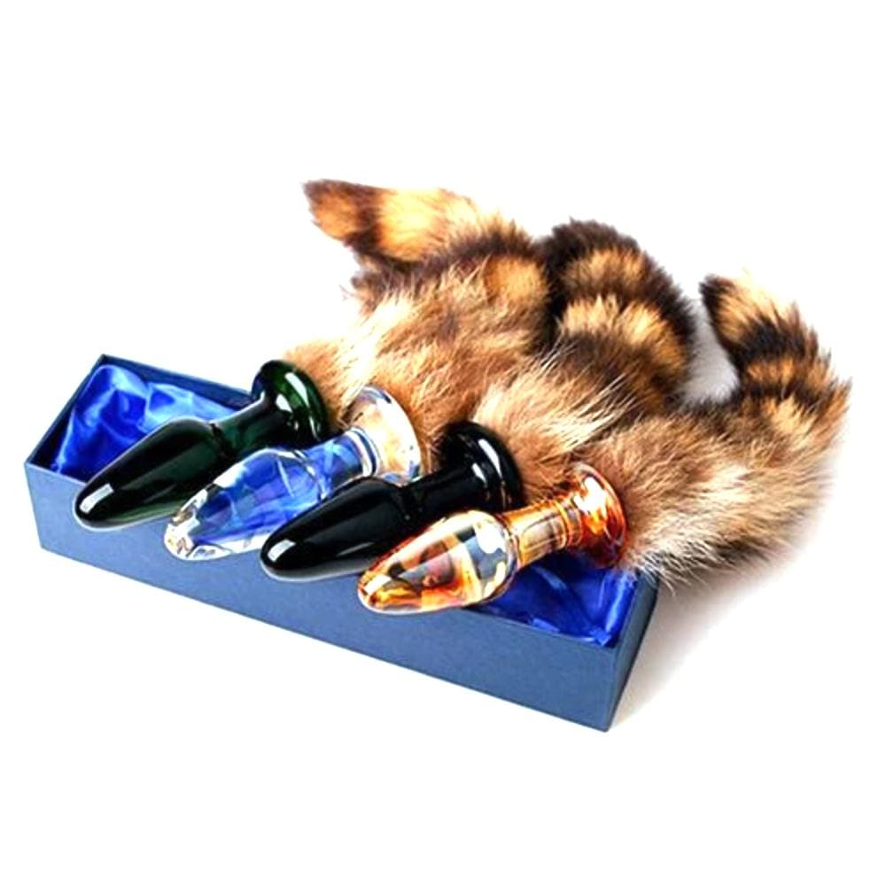 11" Raccoon Tail Plug 3 Colors Glass - lovemesexTail Plug