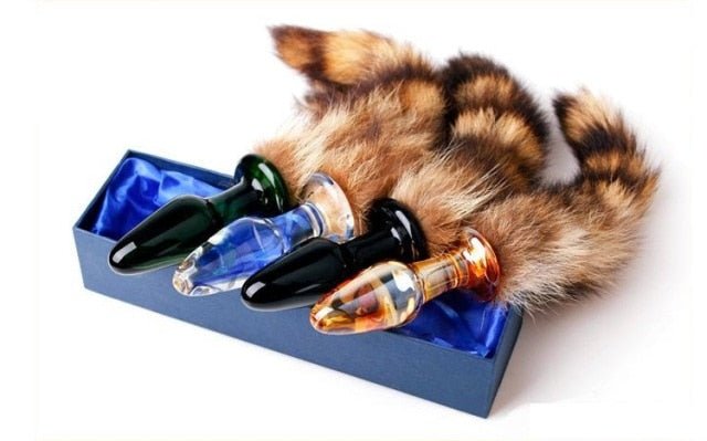 11" Raccoon Tail Plug 3 Colors Glass - lovemesexTail Plug
