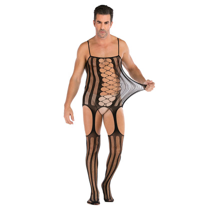 Men's Net Clothes Suspender Top Garter Set