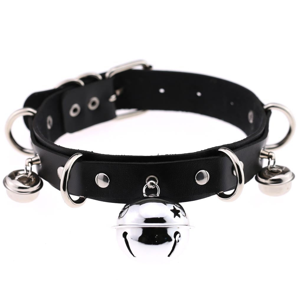 SM Erotic Accessories Big Bell Faux Leather Collar-lovemesex.myshopify.com