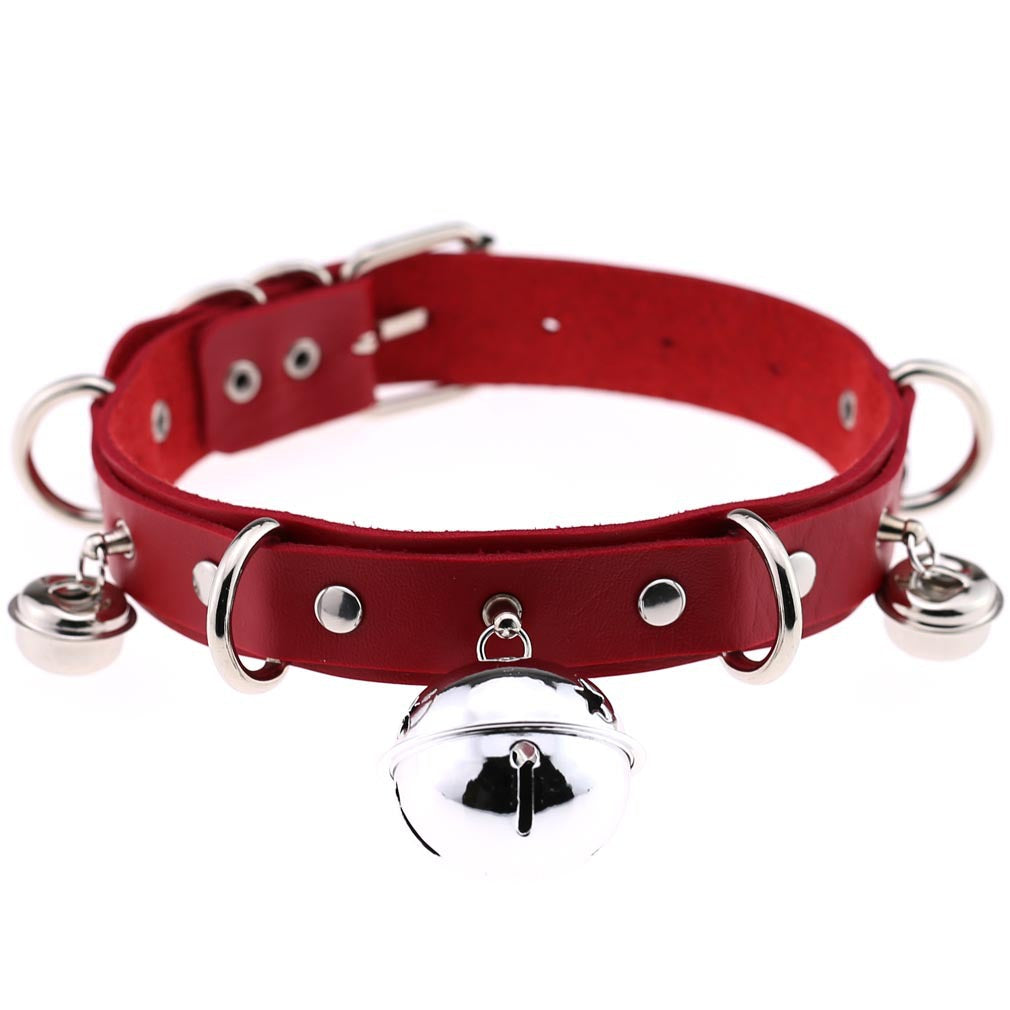 SM Erotic Accessories Big Bell Faux Leather Collar-lovemesex.myshopify.com