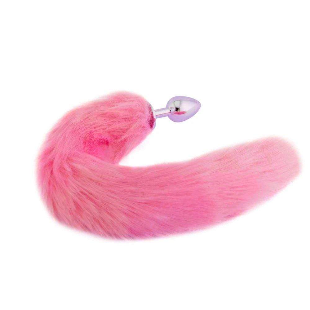 14" - 15" Pink Fox Tail Metal Plug - lovemesexTail Plug