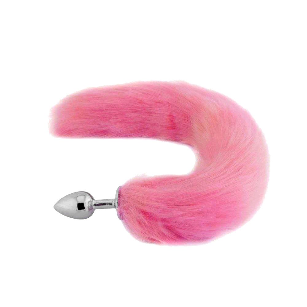 14" - 15" Pink Fox Tail Metal Plug - lovemesexTail Plug