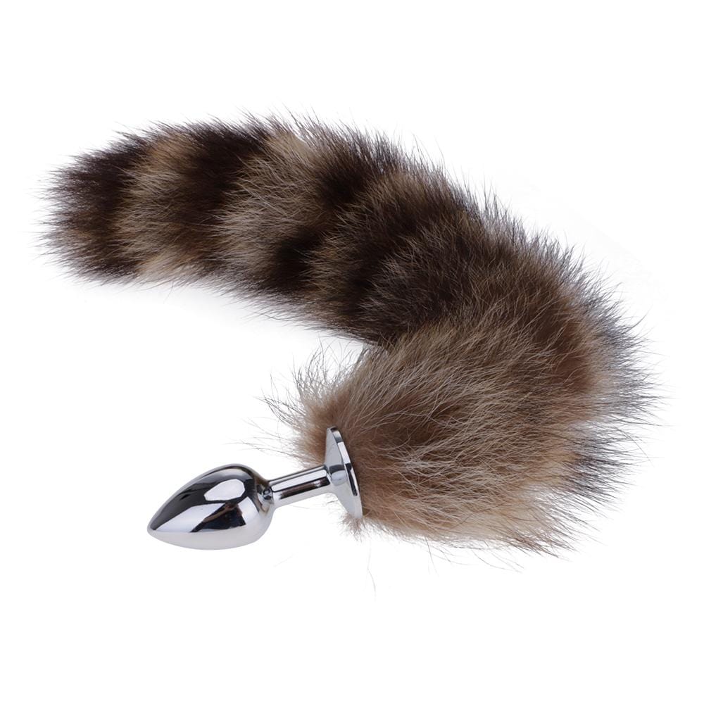 14" Furry Brown Fox Tail with Metal Plug - lovemesexTail Plug