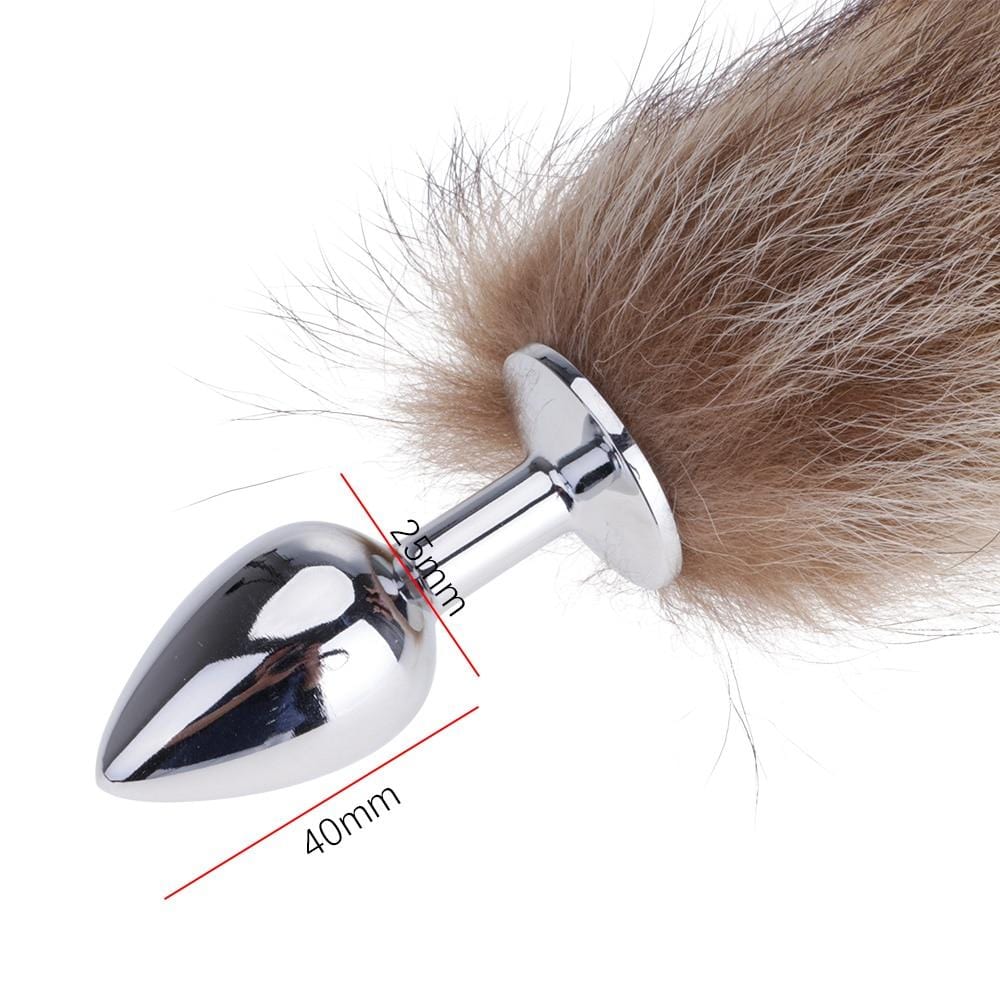 14" Furry Brown Fox Tail with Metal Plug - lovemesexTail Plug