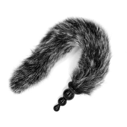 14" Salt and Pepper Fox Tail with Silicone Plug - lovemesexTail Plug
