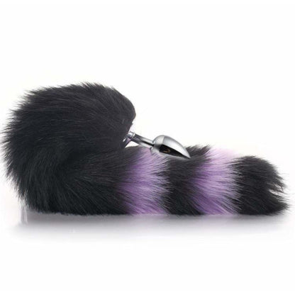 14" Tail Black With Purple Fox Stainless steel Plug - lovemesexTail Plug