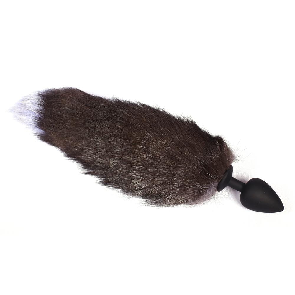 15" Black Fox Tail Silica Gel Plug - lovemesexTail Plug