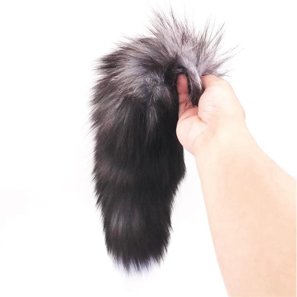 15" Dark Fox Tail with a Vibrating Silicone Plug and Extra Vibrator - lovemesexTail Plug