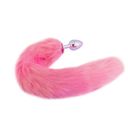 16" - 17" Pink Cat Tail Metal Plug - lovemesexTail Plug
