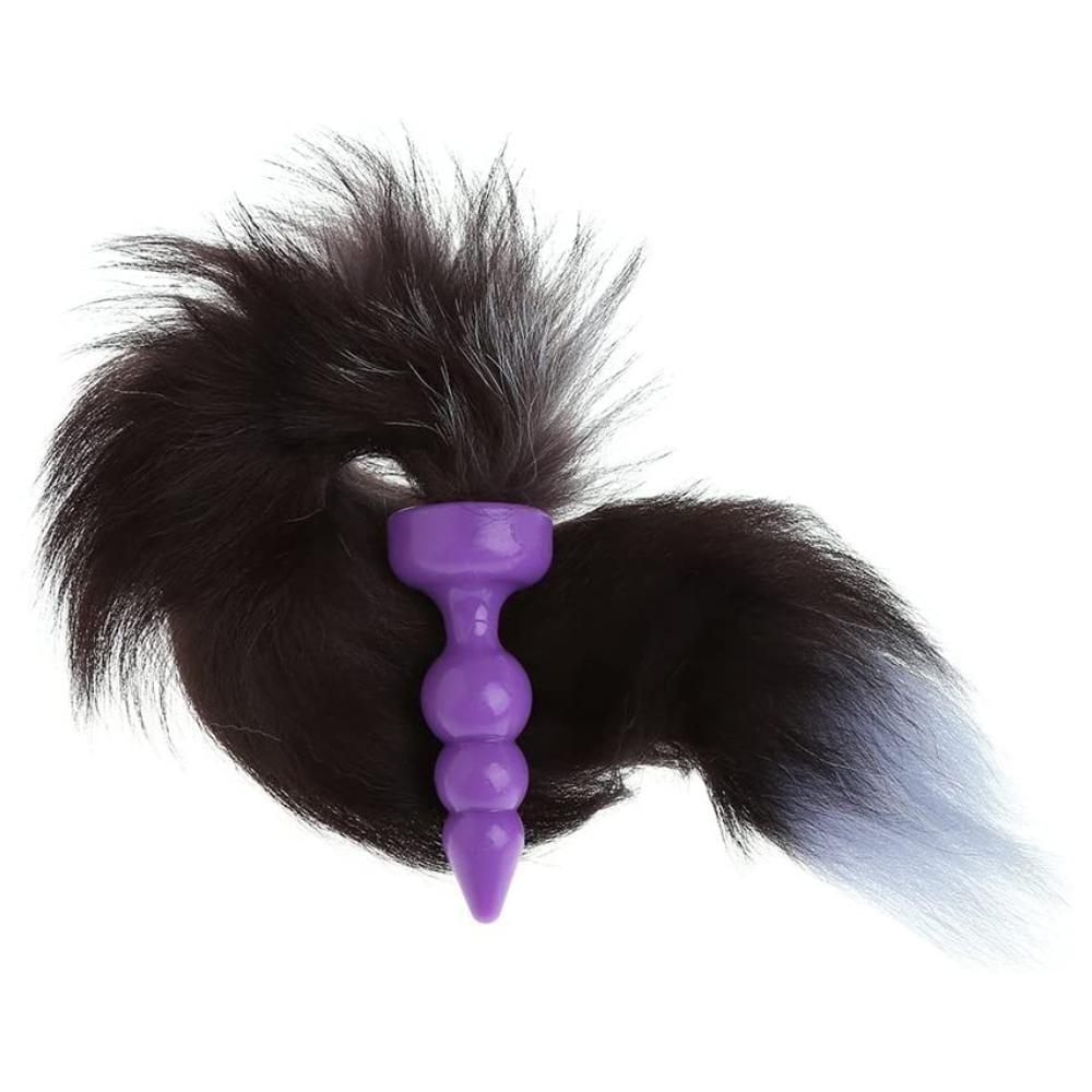 16" Black Cat Tail Silicone Plug - lovemesexTail Plug