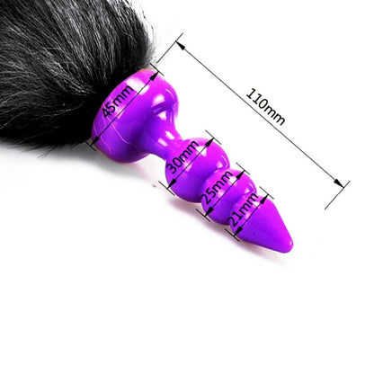 16" Black Fox Tail Silicone Plug - lovemesexTail Plug