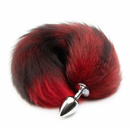 16" Black with Red Cat Tail Metal Plug - lovemesexTail Plug