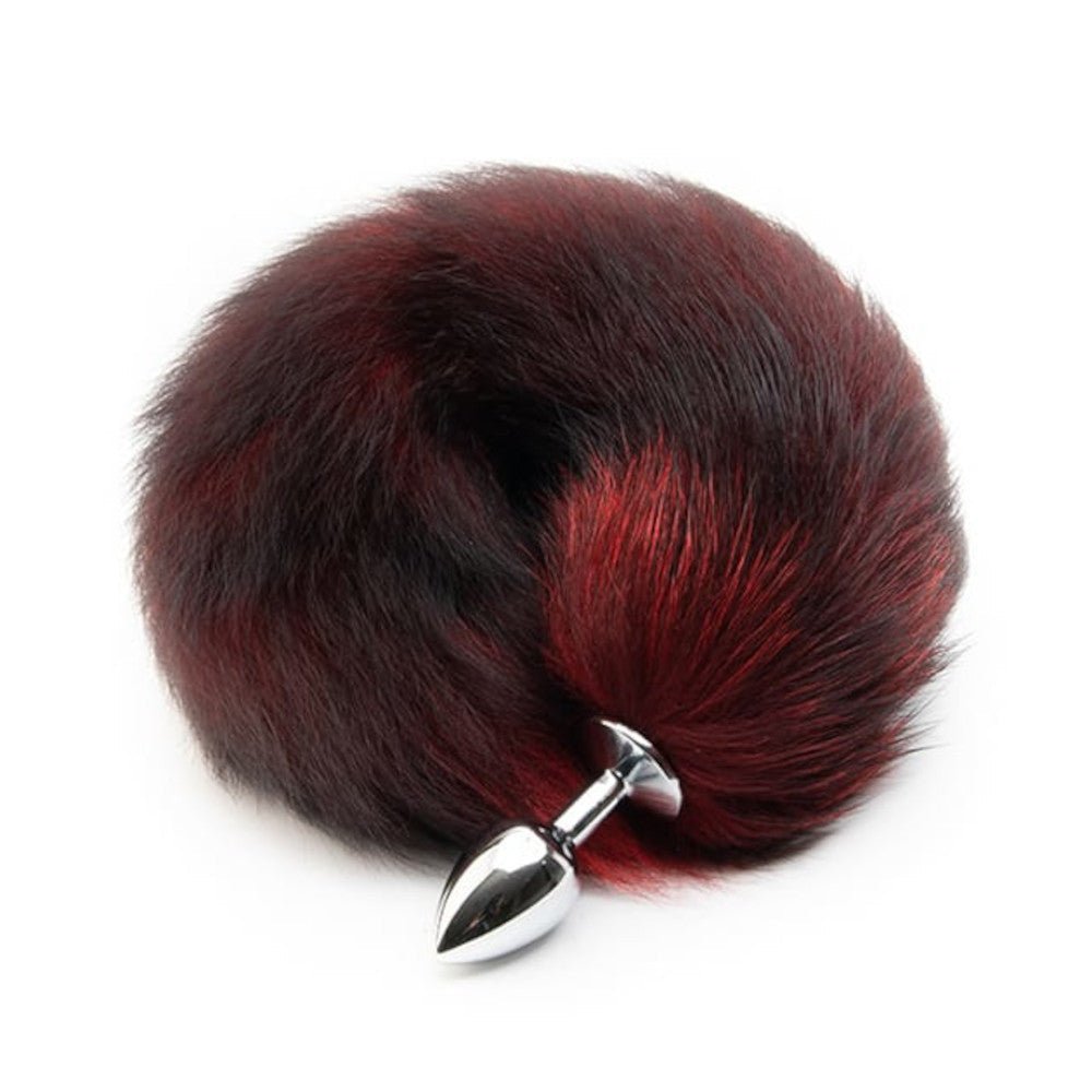 16" Black with Red Cat Tail Metal Plug - lovemesexTail Plug