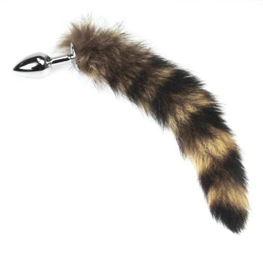 16" Brown Cat Tail with Stainless Steel Plug - lovemesexTail Plug