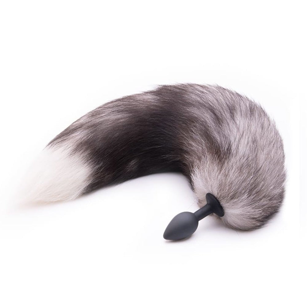 16" Gray Fox Tail Plug Metal - lovemesexTail Plug