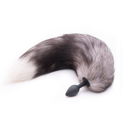 16" Gray Fox Tail Plug Metal - lovemesexTail Plug