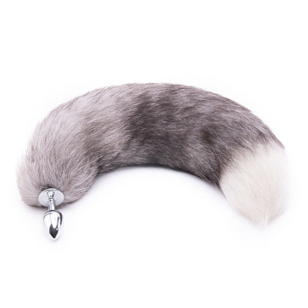 16" Gray Fox Tail Plug Metal - lovemesexTail Plug