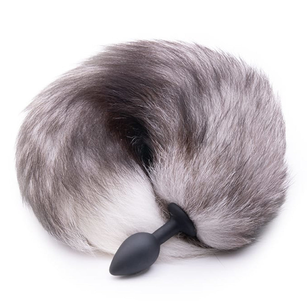 16" Gray Fox Tail Plug Metal - lovemesexTail Plug