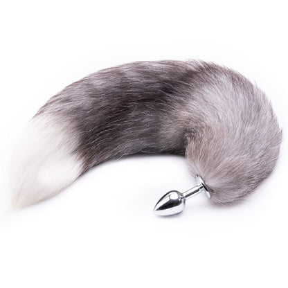 16" Gray Fox Tail Plug Metal - lovemesexTail Plug