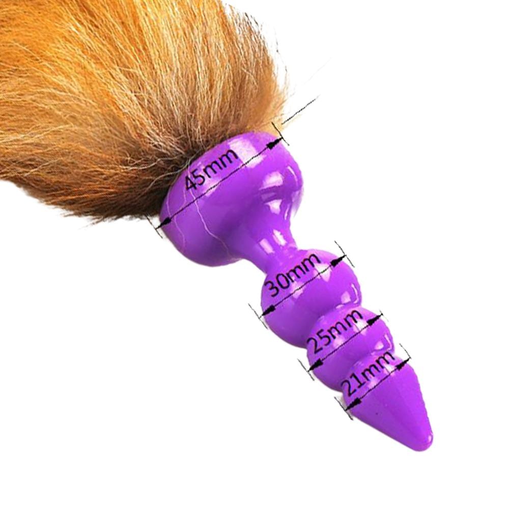 16" Orange Brown Fox Tail Silicone Plug - lovemesexTail Plug