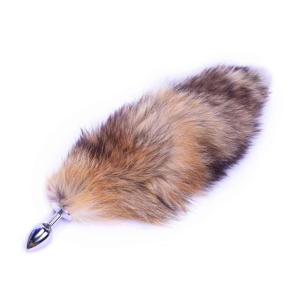 16" Tail Brown Fox 3 Stainless steel Butt Plug sizes available - lovemesexTail Plug
