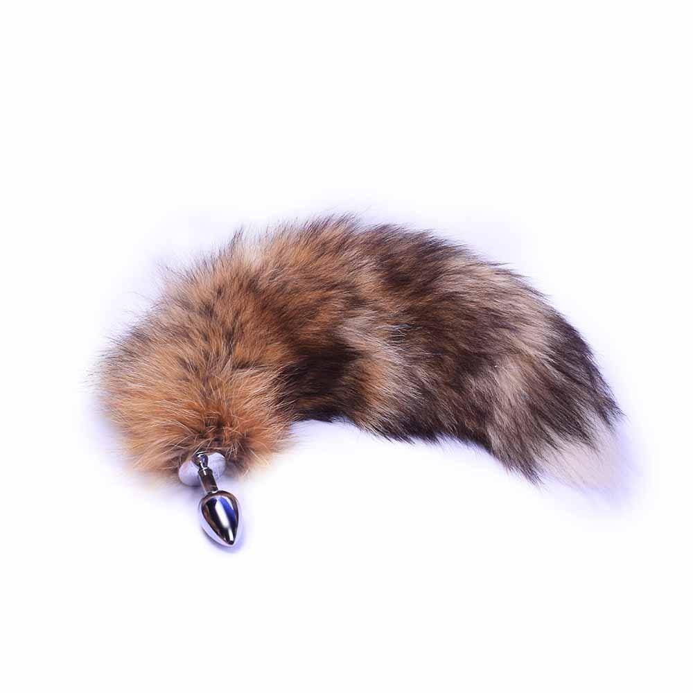 16" Tail Brown Fox 3 Stainless steel Butt Plug sizes available - lovemesexTail Plug