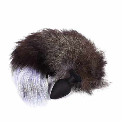 18" Black Fox Tail Silicone Plug - lovemesexTail Plug