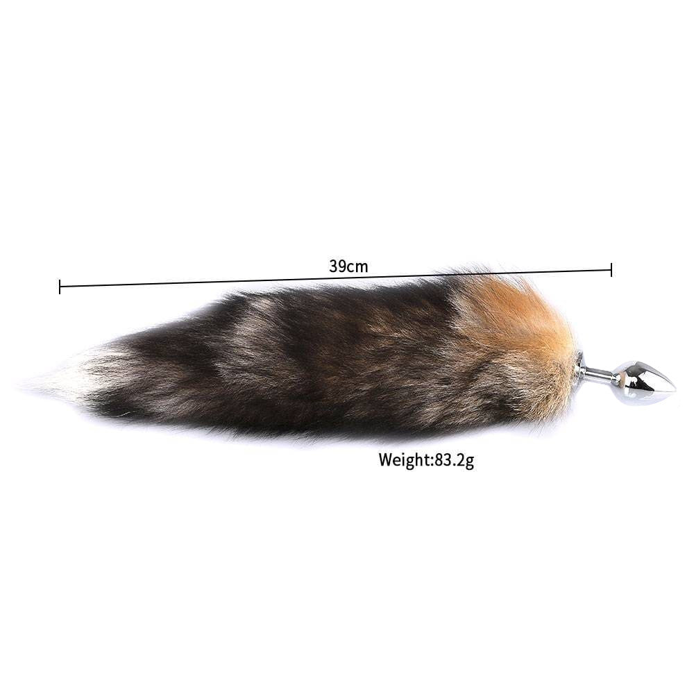 18" Dark Grey Cat Tail With Princess-Type Plug - lovemesexTail Plug