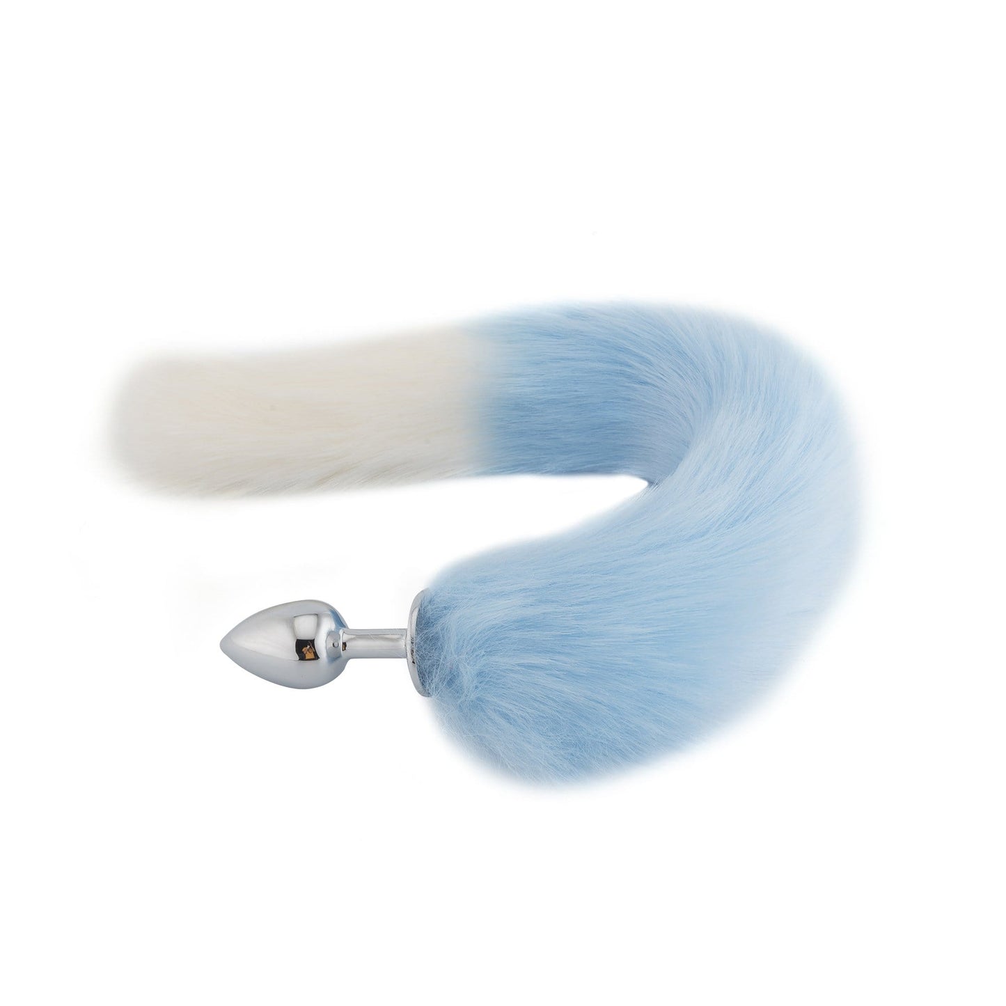 18" Light Blue with White Fox Tail Plug - lovemesexTail Plug