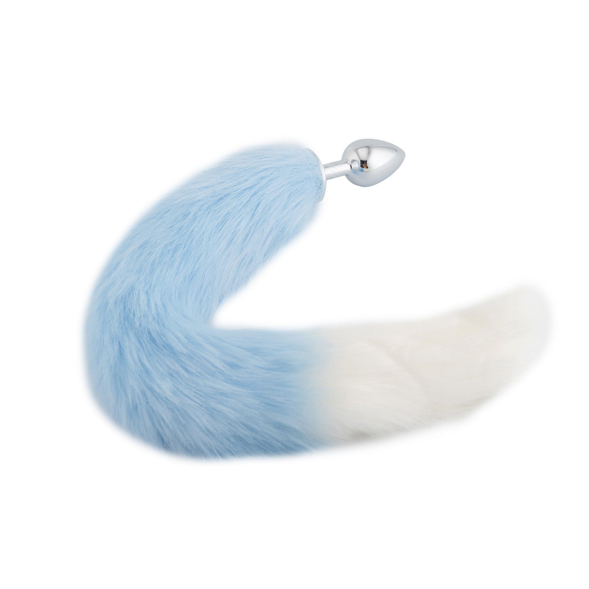 18" Light Blue with White Fox Tail Plug - lovemesexTail Plug