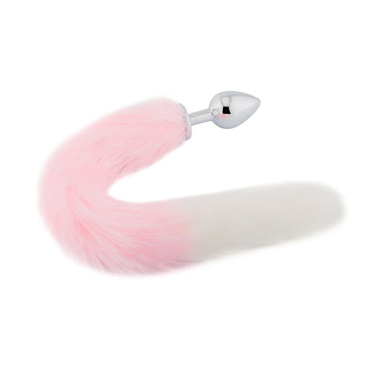 18" Pink with White Fox Tail Plug - lovemesexTail Plug