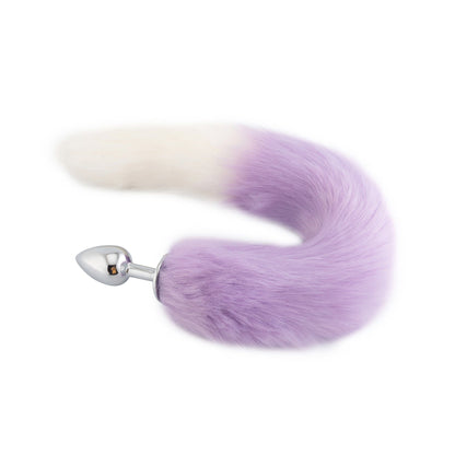 18" Purple with White Fox Tail Plug - lovemesexTail Plug