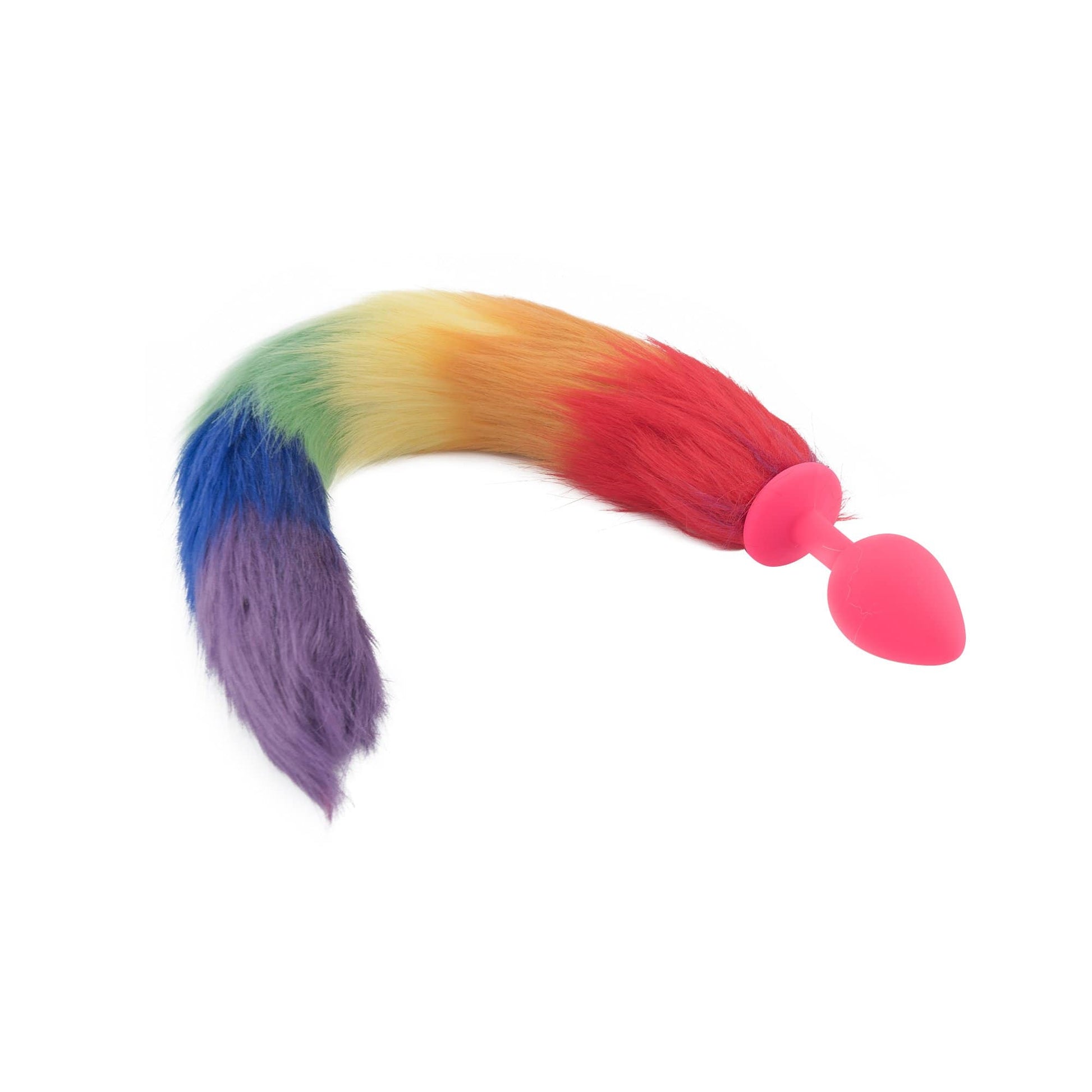 18" Rainbow Colored Fox Tail Silicone Plug - lovemesexTail Plug