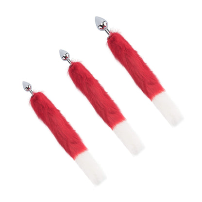 18" Red with White Fox Tail Plug - lovemesexTail Plug