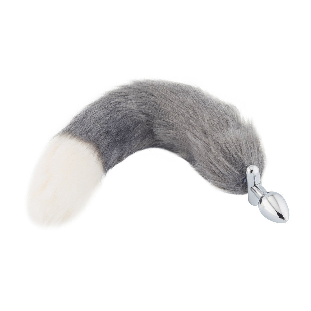 18" Shapeable Grey With White Fox Tail Plug - lovemesexTail Plug