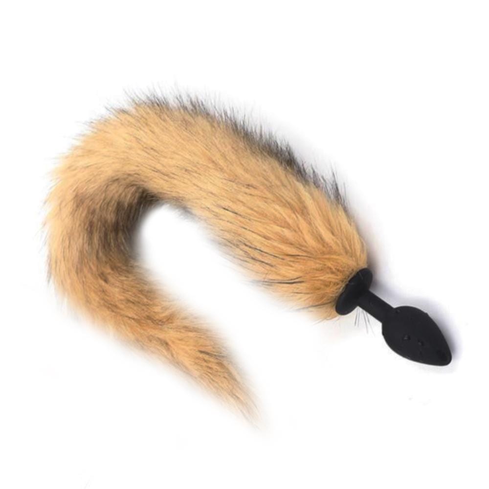 18" Tail Brown Fox Tail Silicone Plug - lovemesexTail Plug