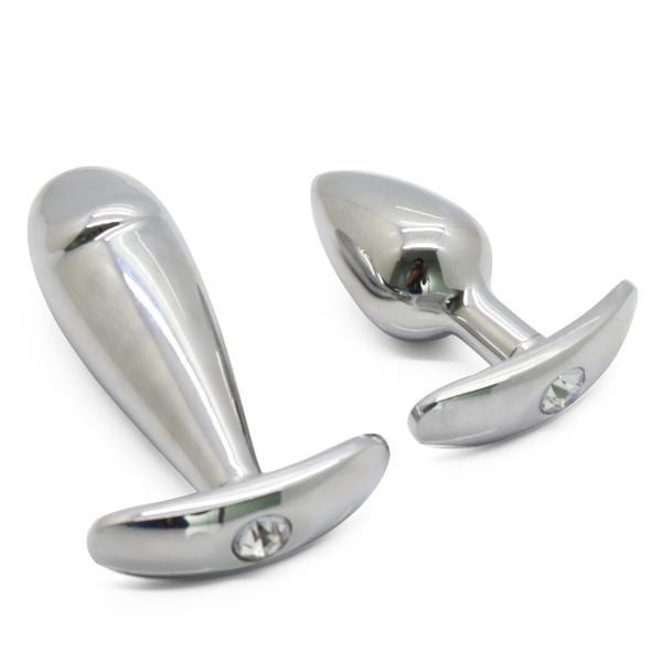 2.7" and 3.9" Stylish Jeweled Silver Plug - lovemesex