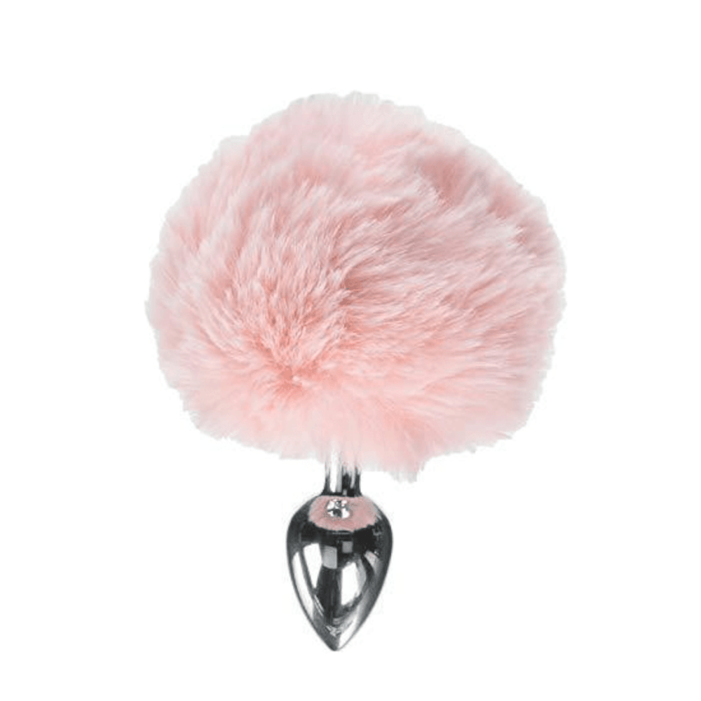 3" Pink Bunny Tail Plug Metal, 3 Sizes - lovemesexTail Plug